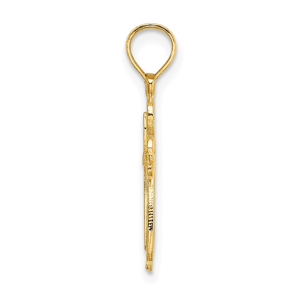 14K Polished and Cut-Out Engraved Cross Charm