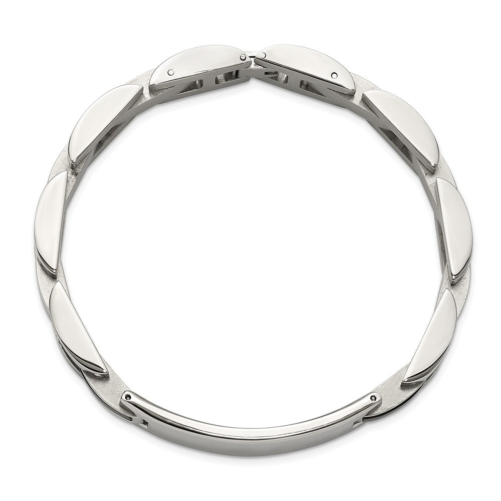 Chisel Stainless Steel Polished with 14K Gold Accent and 1/15ct. Diamond and Onyx 8.75 inch ID Bracelet 8.75 inches
