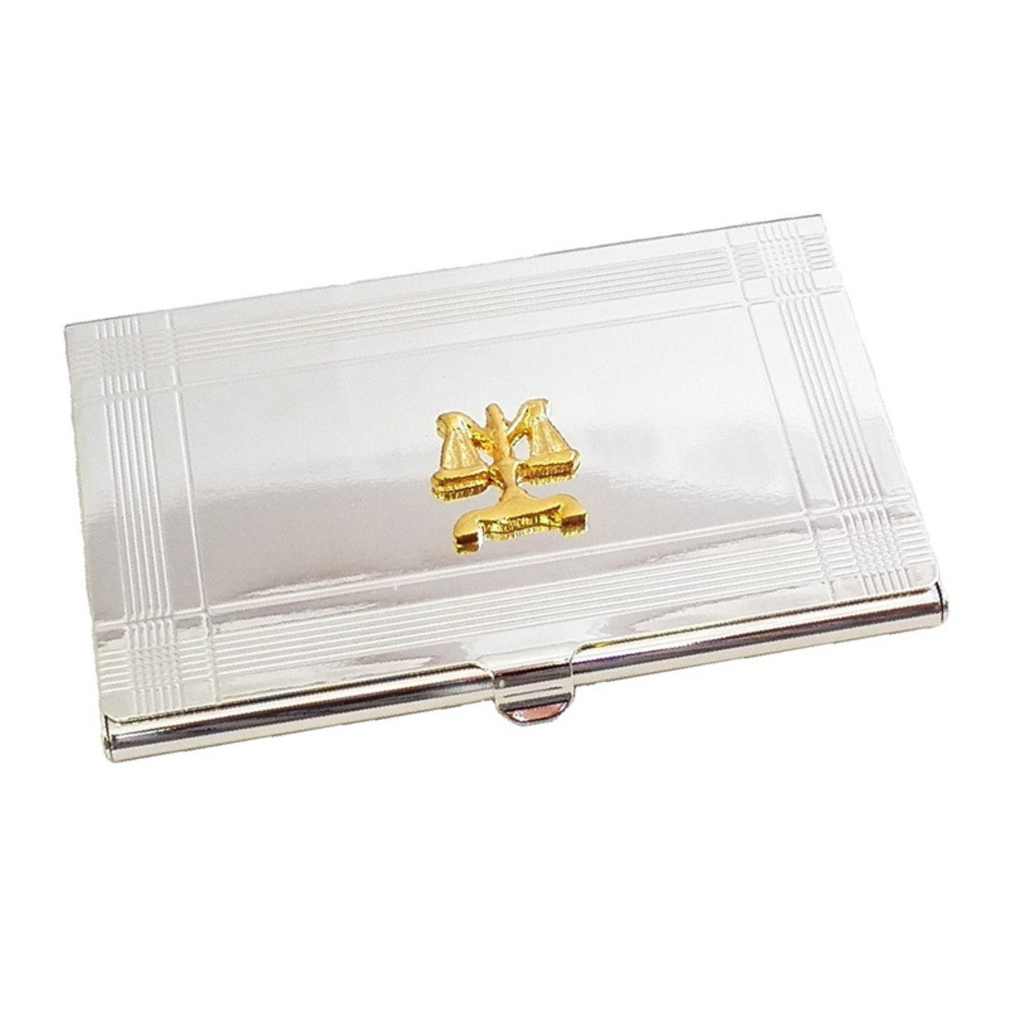 Silver-plated Business Card Case with Gold-plated Legal Emblem QGM21462