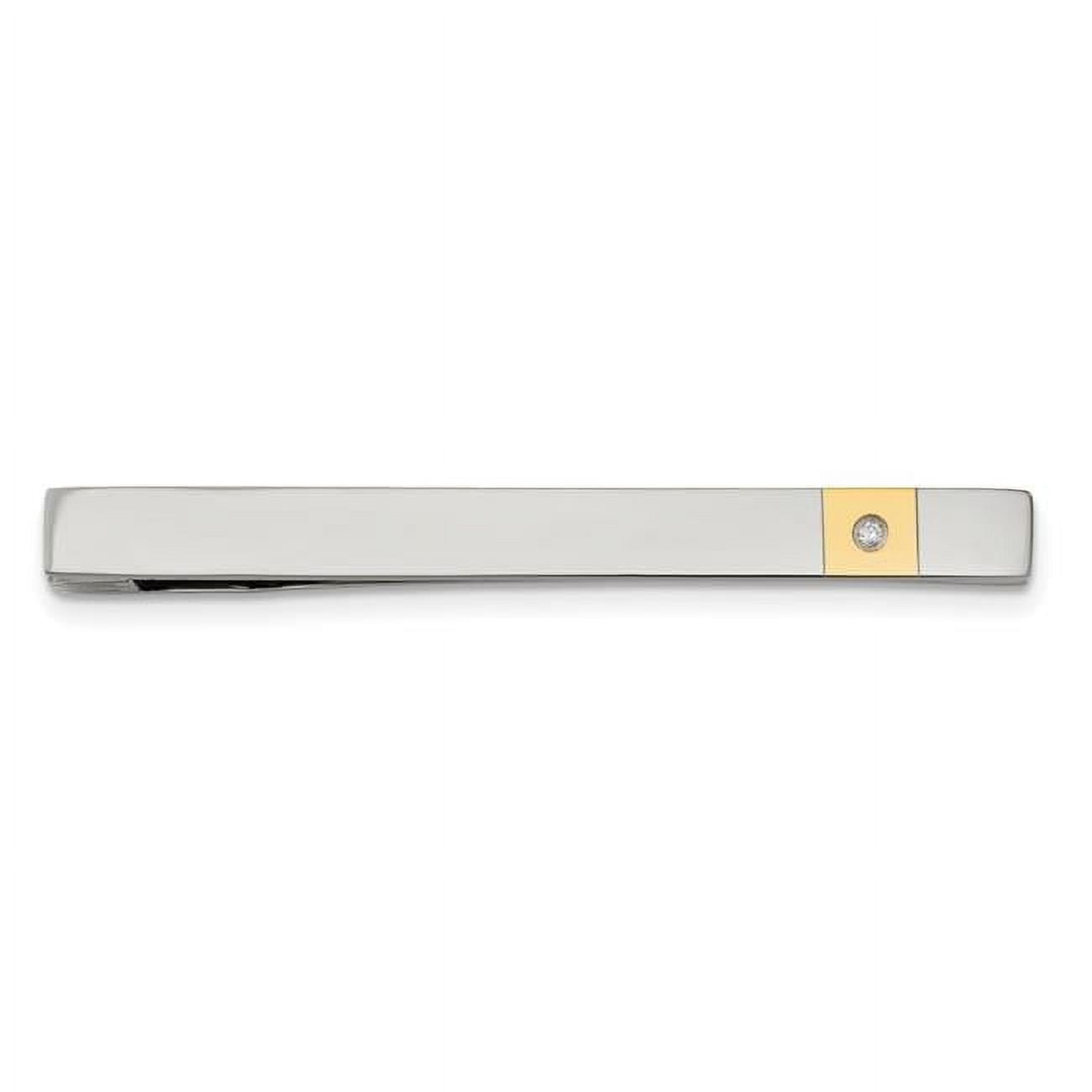 Finest Gold Stainless Steel Polished Yellow IP-Plated 0.03CT Diamond Tie Bar