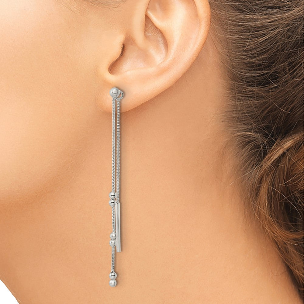 Sterling Silver Chain and Bar Dangle Post Earrings
