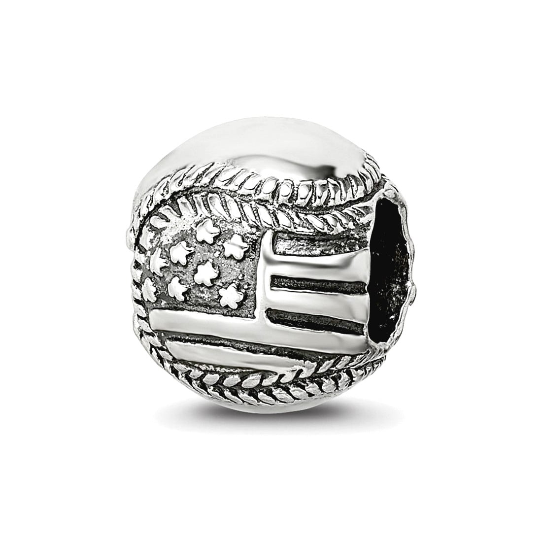 Sterling Silver Reflections USA Flag Baseball Bead