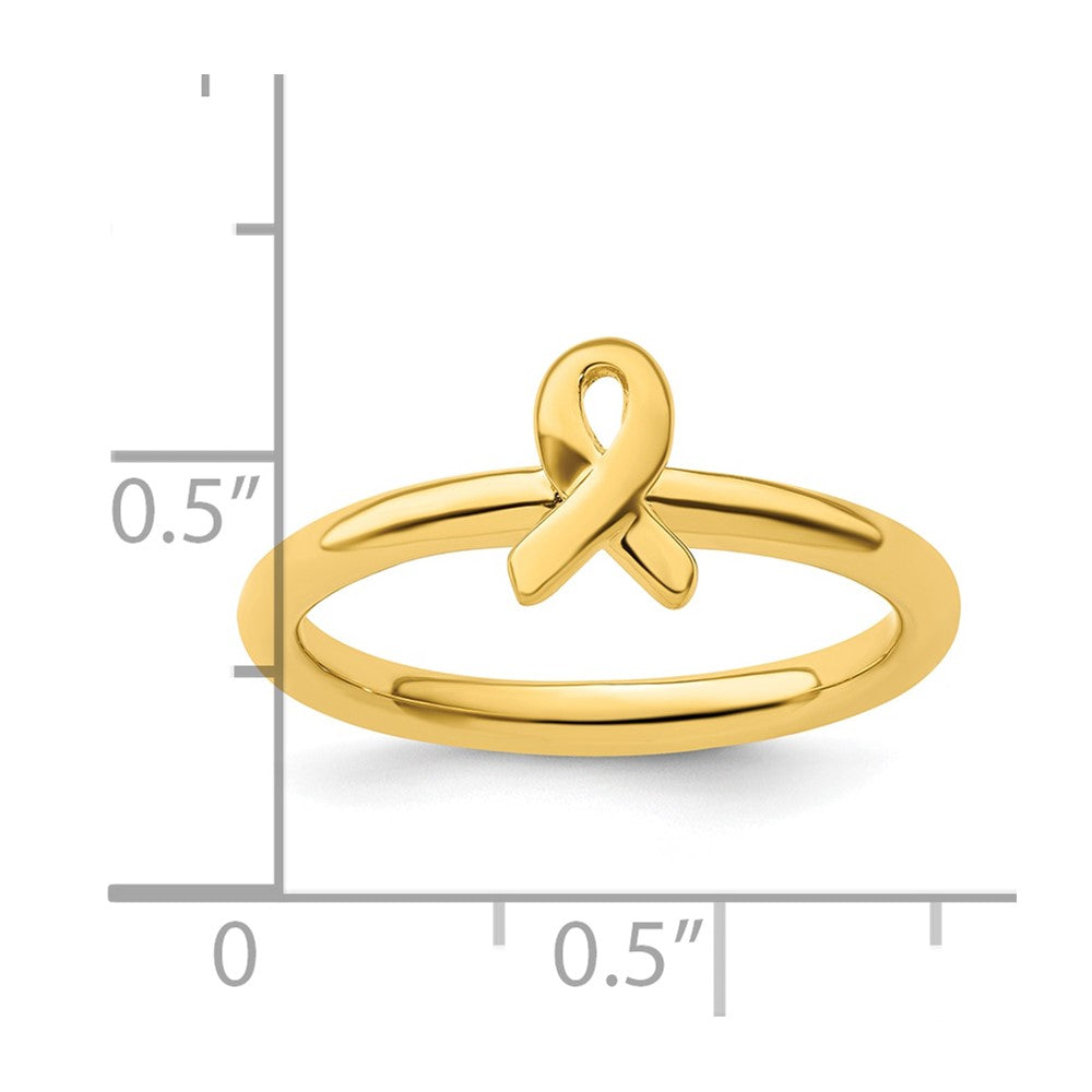 Sterling Silver Stackable Expressions Gold-plated Awareness Ribbon Ring Size -5