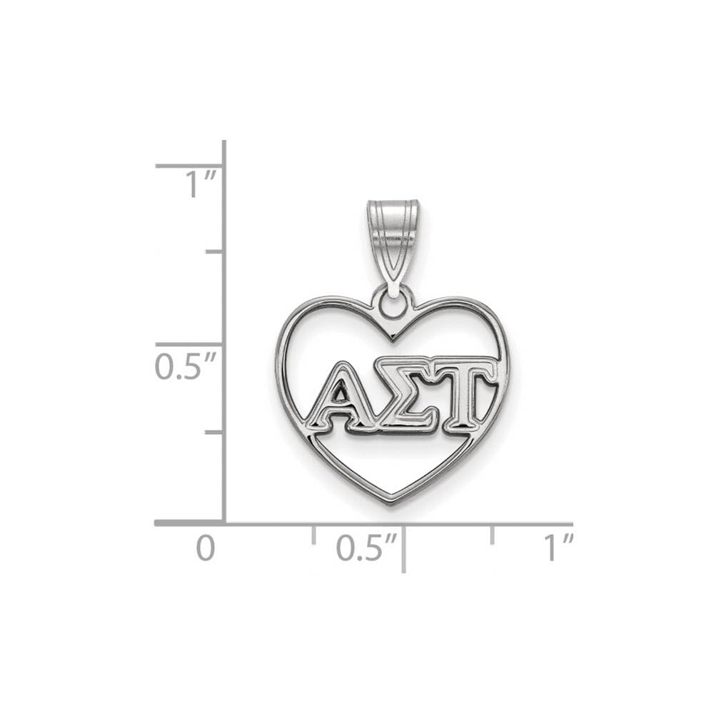 Sterling Silver Official Licensed Greek Sororities Alpha Sigma Tau (???) Heart Pendant