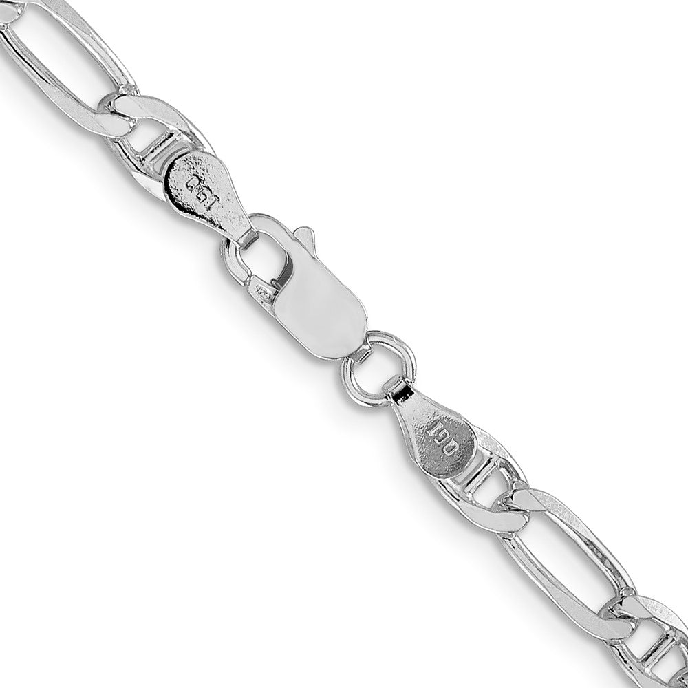 Sterling Silver Rhodium-plated 4.5mm Figaro Anchor Chain 24 Inches