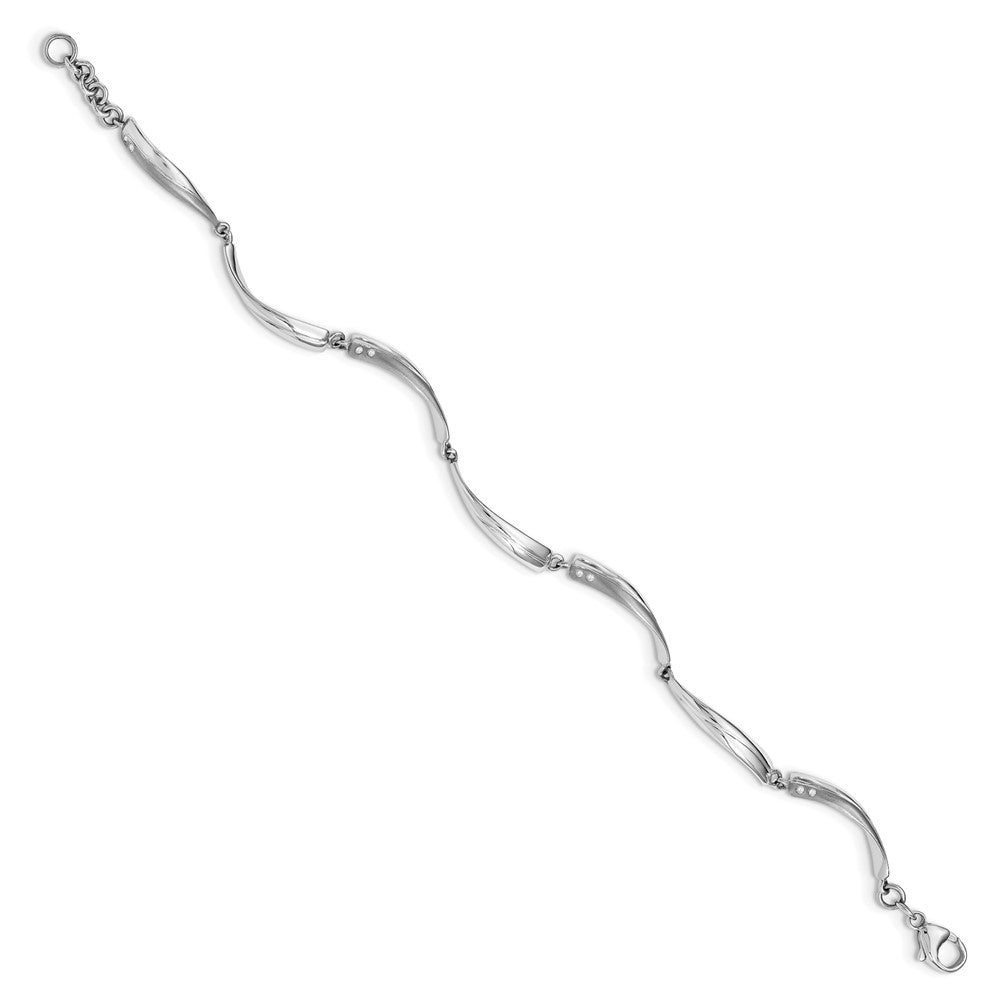 White Ice Sterling Silver Rhodium-plated Satin and Polished Diamond 7.5 Inch Bracelet with 1 Inch Extender 7.5 inches