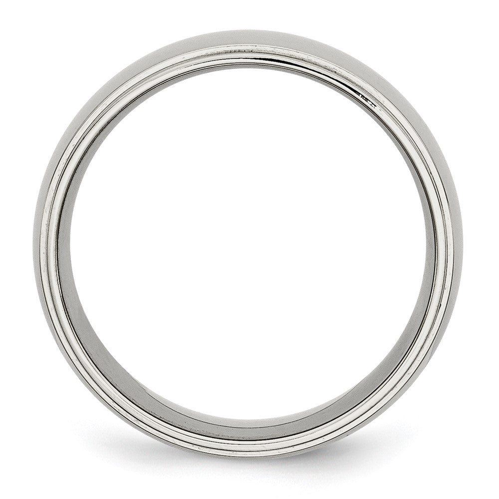 Stainless Steel Polished 8mm Ridged Edge Band Size - 6