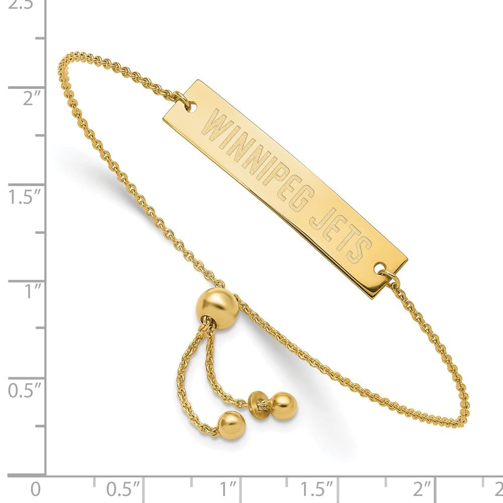 Sterling Silver Gold-plated NHL LogoArt Winnipeg Jets Small Bar Adjustable 9 inch Bracelet