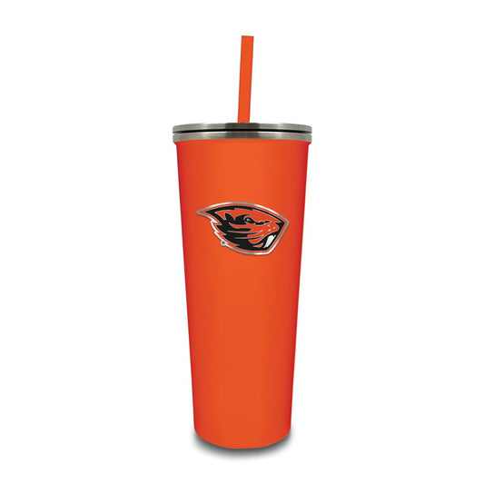 Oregon State Stainless Steel 24 ounce Skinny Tumbler with Straw