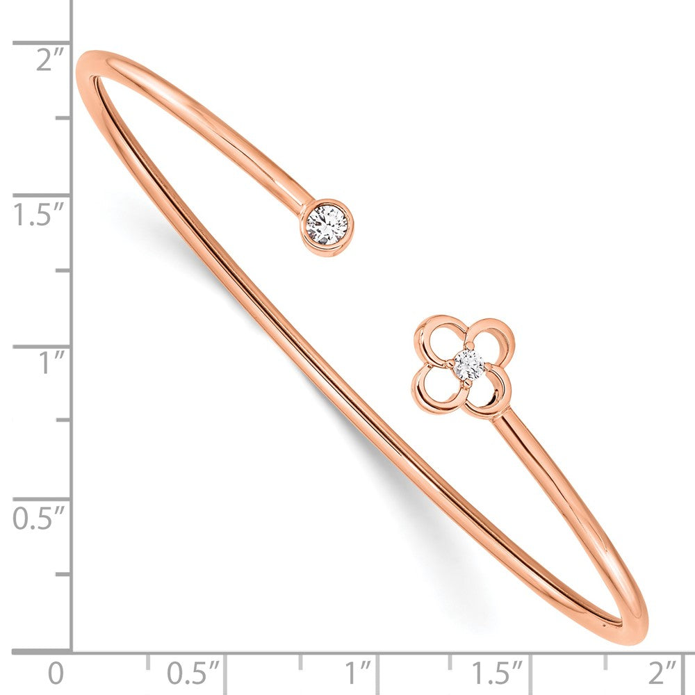 14k Rose Gold 1/6 carat Lab Grown Diamond VS/SI+ G+ Floral Flexible Bangle Bracelet