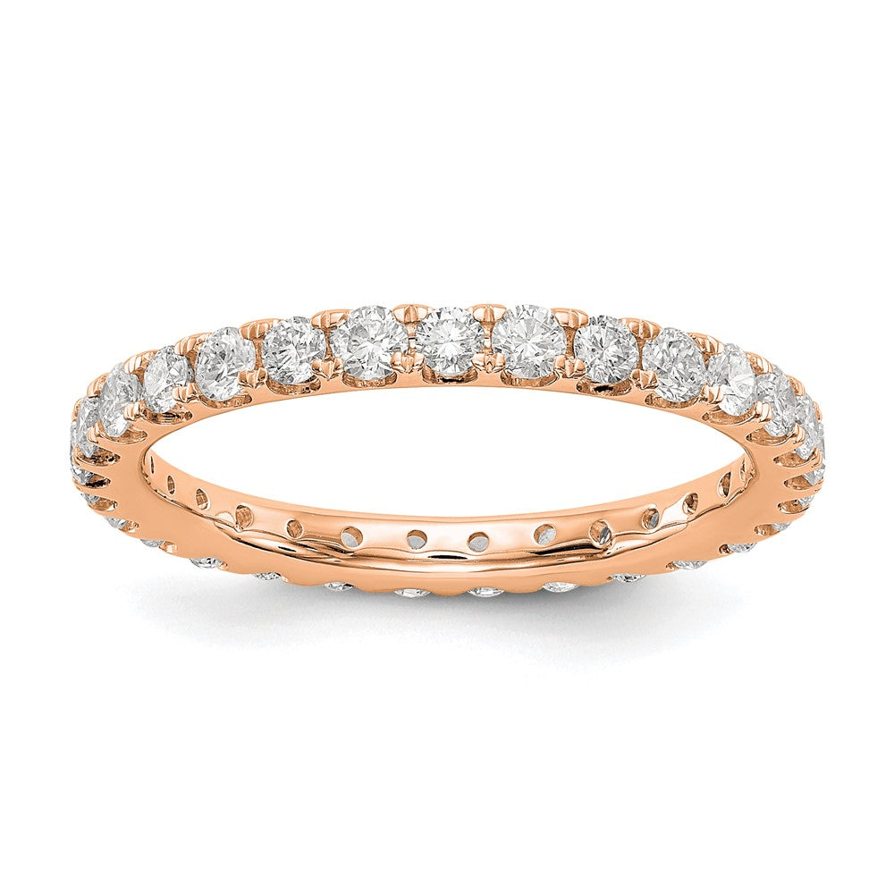 14k Rose Gold 1 carat Lab Grown Diamond VS/SI+ G+ Size 7 Shared Prong Eternity Band