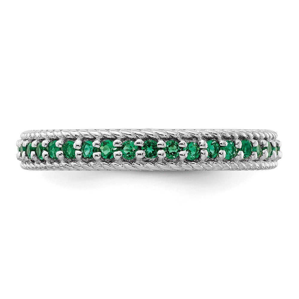 Sterling Silver Stackable Expressions Polished Cr. Emerald Eternity Ring Size -8