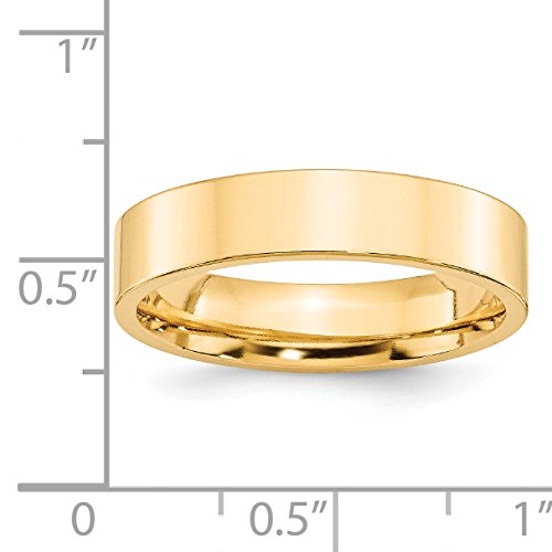 14k Yellow Gold 5mm Standard Weight Flat Comfort Fit Wedding Band Size 13