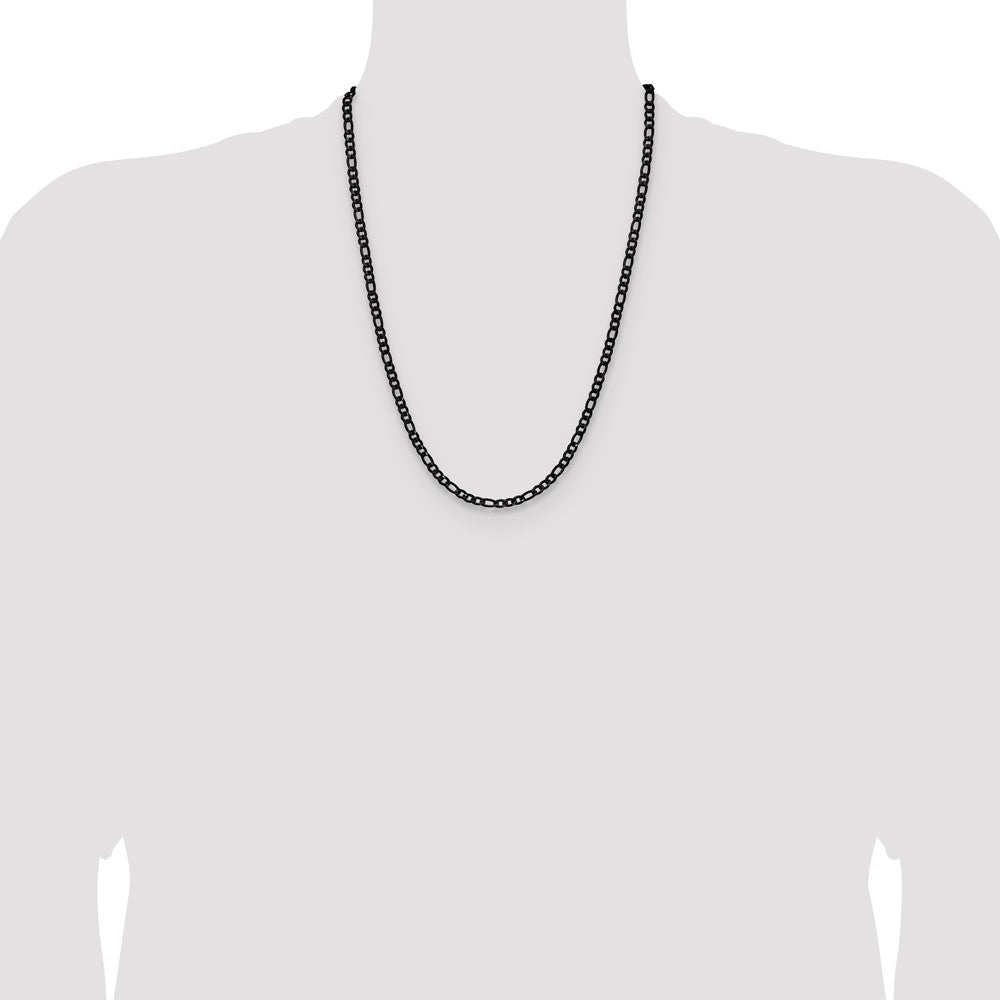 Chisel Stainless Steel Polished Black IP-plated 4.5mm 24 inch Figaro Chain