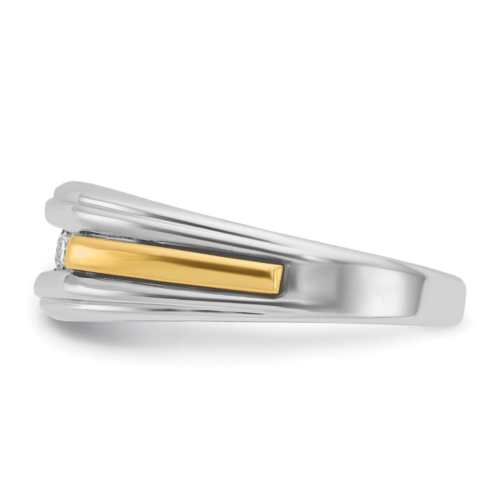 IBGoodman 14k Two-tone Men's Polished and Grooved 5-Stone 1/4 Carat AA Quality Diamond Ring