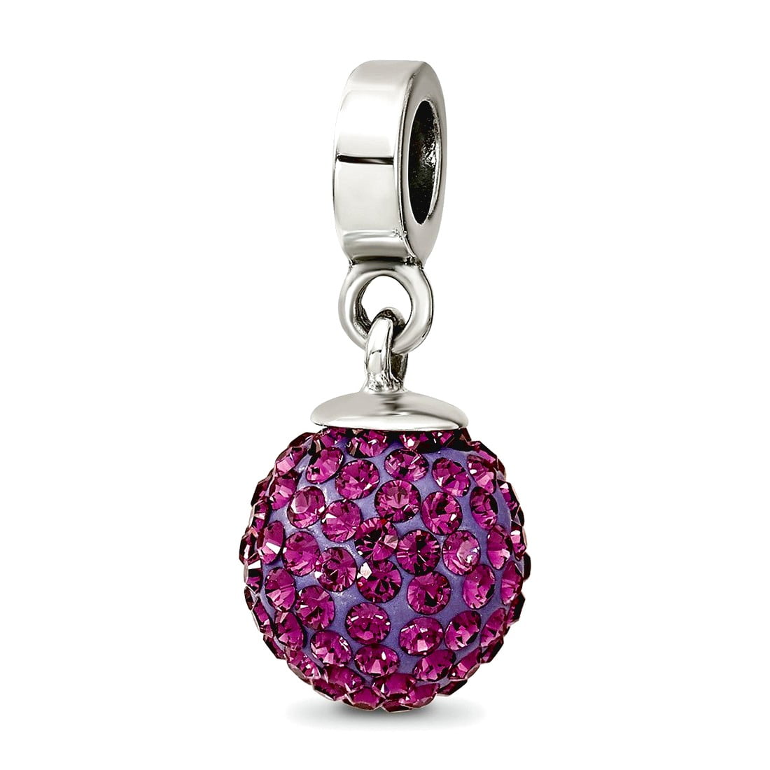 Sterling Silver Reflections Feb Preciosa Crystal Ball Dangle Bead