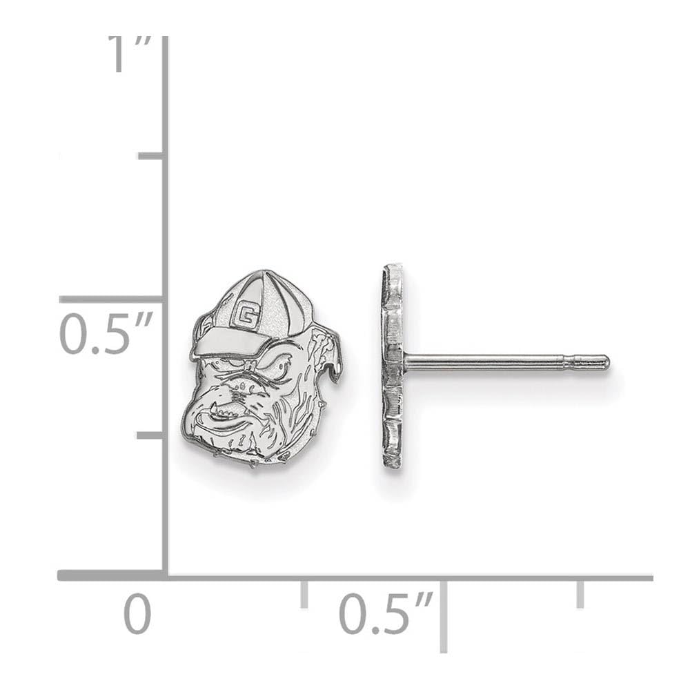 Sterling Silver Rhodium-plated LogoArt University of Georgia Bulldog Extra Small Post Earrings Q-SS049UGA
