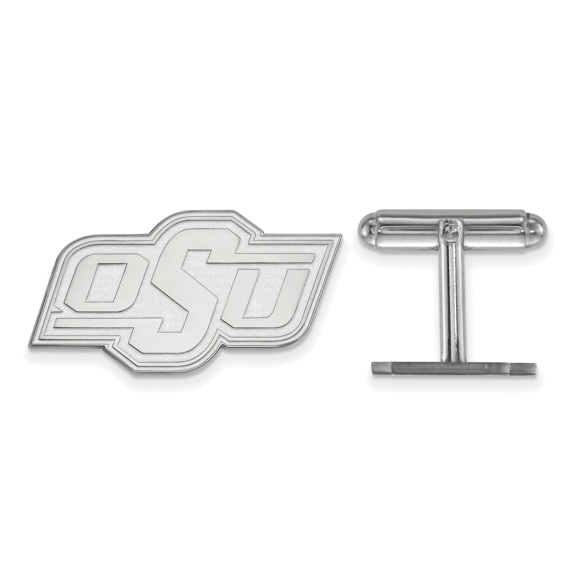 Sterling Silver Rhodium-plated LogoArt Oklahoma State University O-S-U Cuff Links Q-SS011OKS