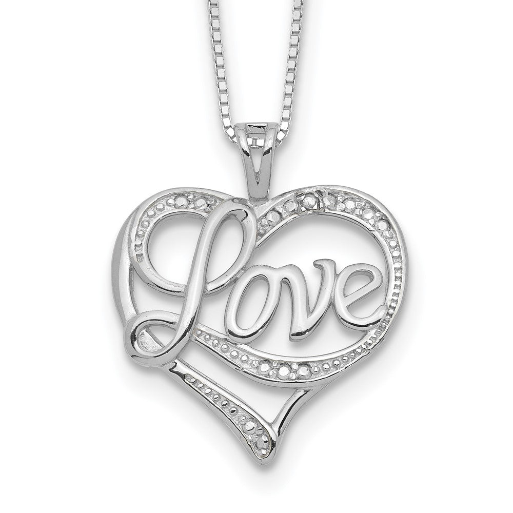 Sterling Silver Rhodium-plated Diam. Love Necklace 16 Inches
