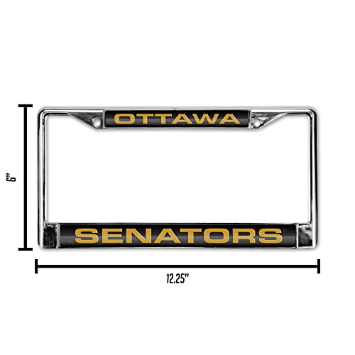 Rico Industries Hockey Ottawa Senators Black 12" x 6" Laser Cut Chrome Frame - Car/Truck/SUV Automobile Accessory