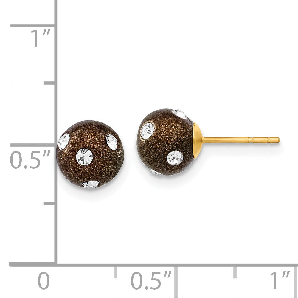 14k Crystal Brown 7.3mm Post Earrings