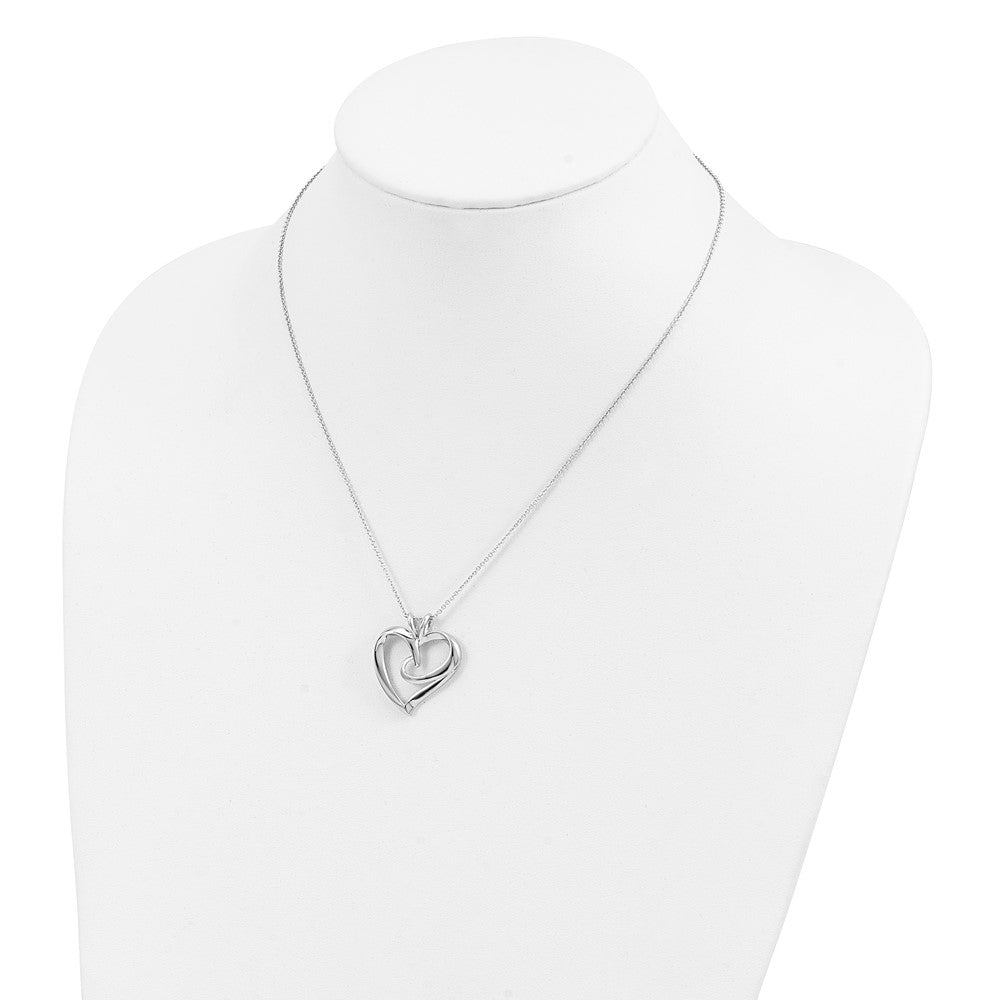 Sentimental Expressions Sterling Silver Rhodium-plated The Hugging Heart 18in Necklace 18 Inches