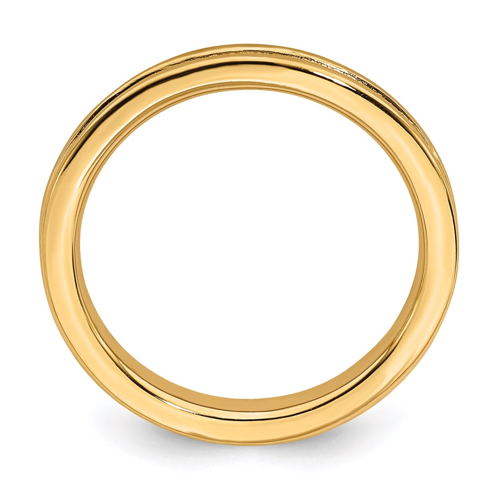 Sterling Silver Stackable Expressions Gold-plated Grooved Ring Size -9