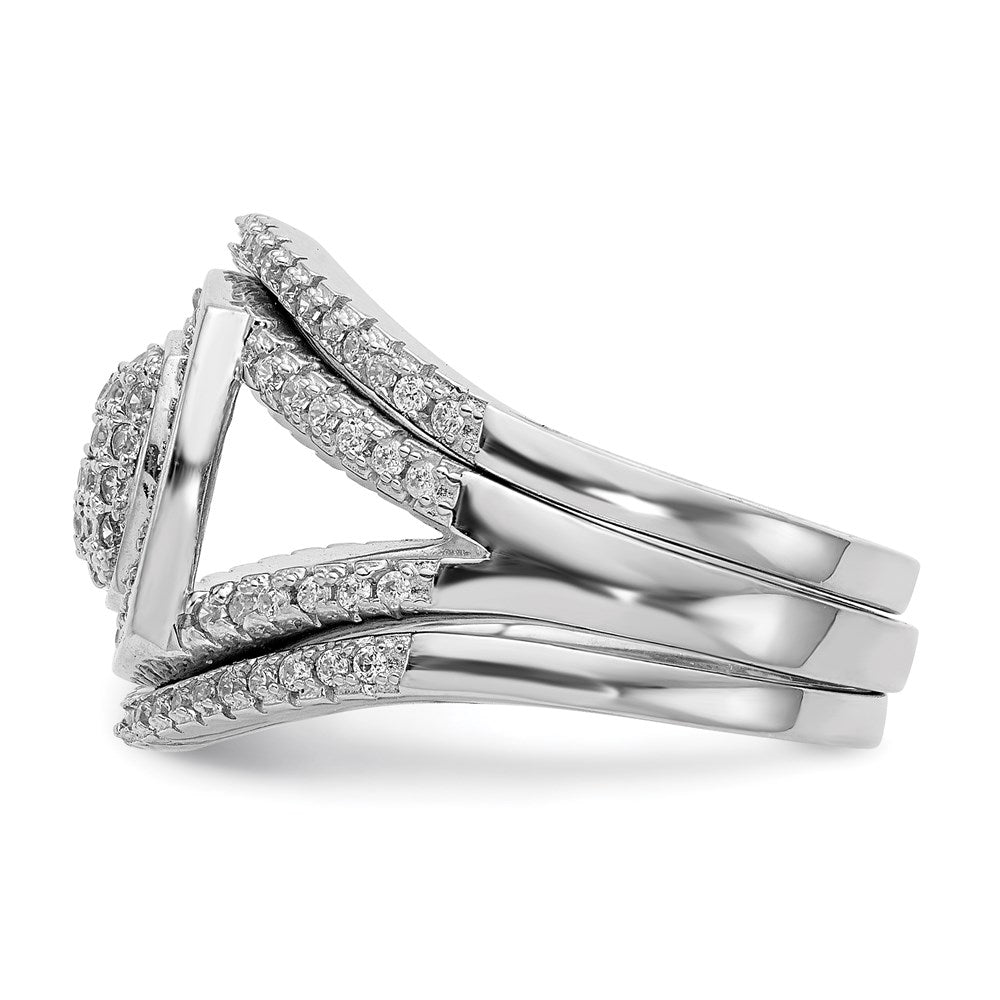 Sterling Silver Rhodium-plated CZ 3 Ring Set