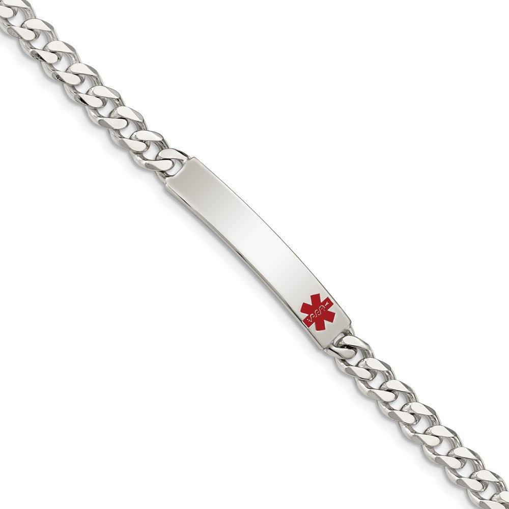 Sterling Silver Polished Medical Curb Link ID Bracelet 7.5 inches