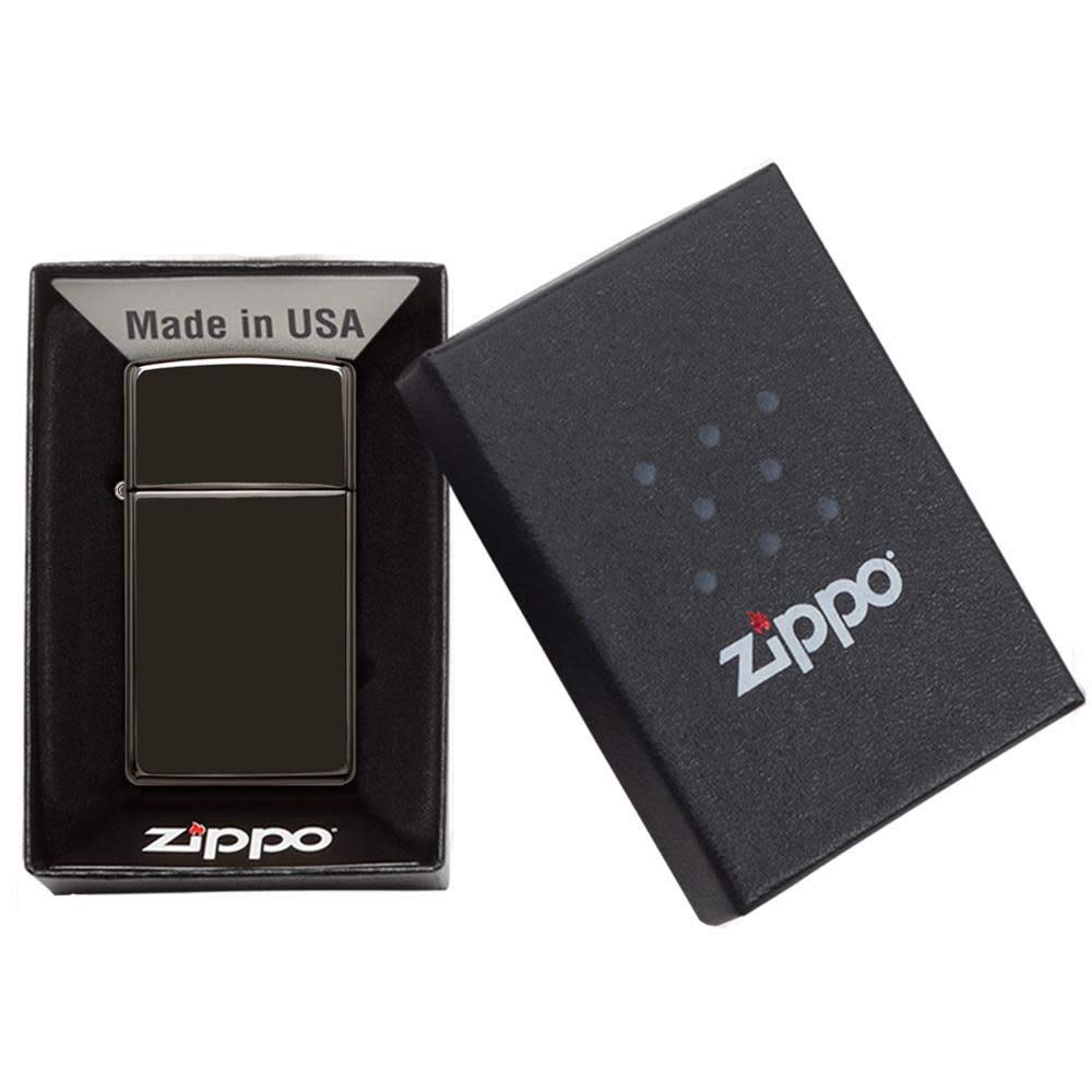 Zippo Slim High Polish Black Pocket Lighter