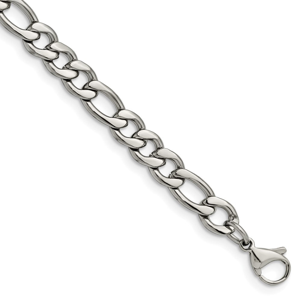 Stainless Steel Polished 6.75mm 8in Figaro Chain 8 inches