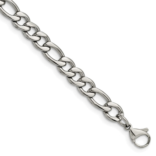 Stainless Steel Polished 6.75mm 8in Figaro Chain 8 inches