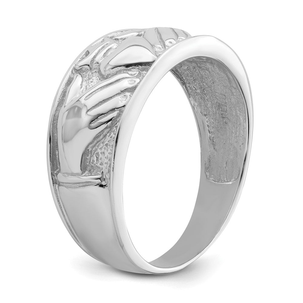 14k White Gold Men's Claddagh Band Size 10
