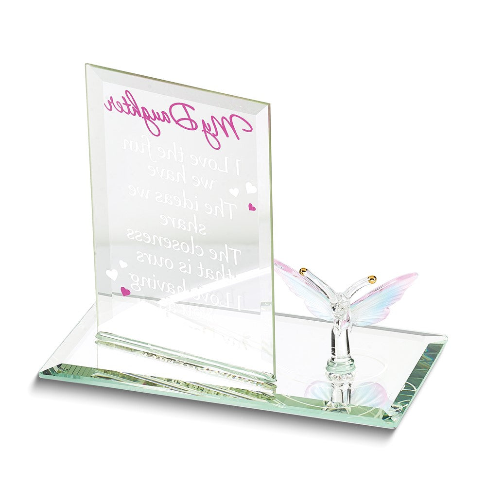 Glass Baron MY DAUGHTER Sentiment with Blue Butterfly Figurine QGM15112