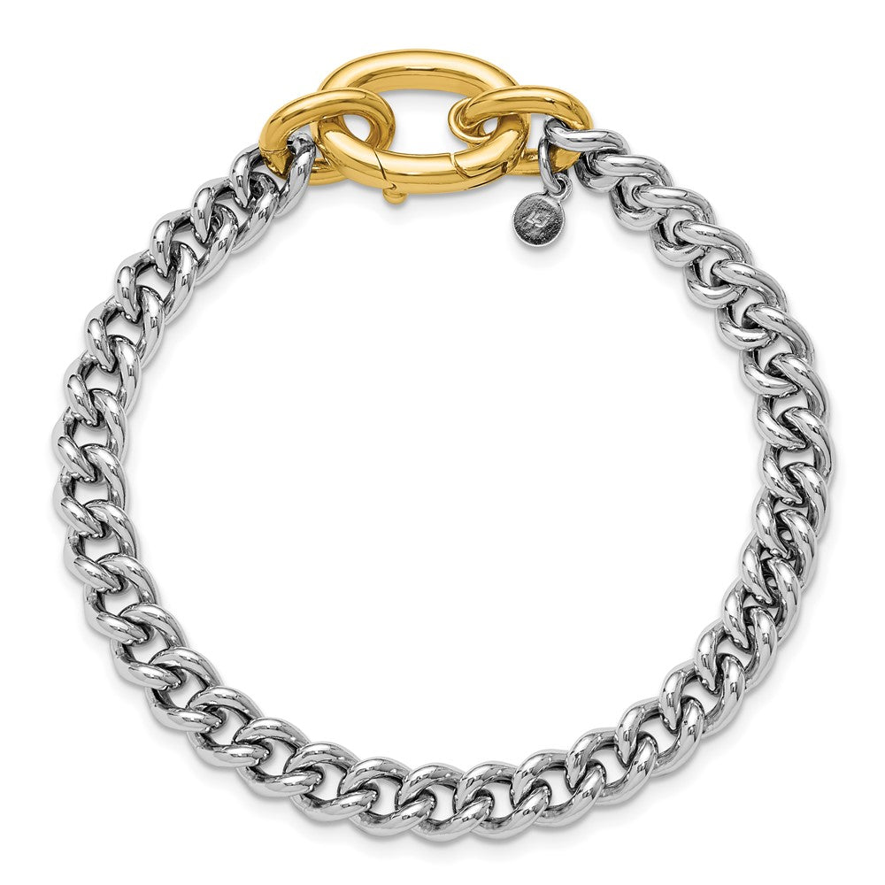 Sterling Silver Rhodium and Gold-plated with Curb Link Bracelet 7.5  inches