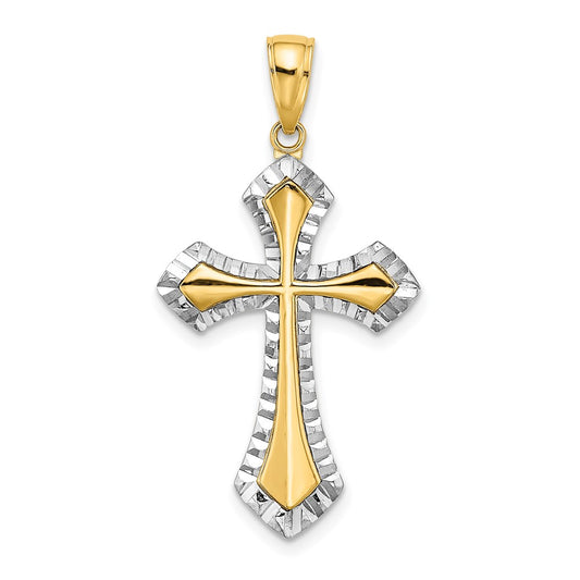 14K w/ Rhodium and D/C Reversible Cross Charm