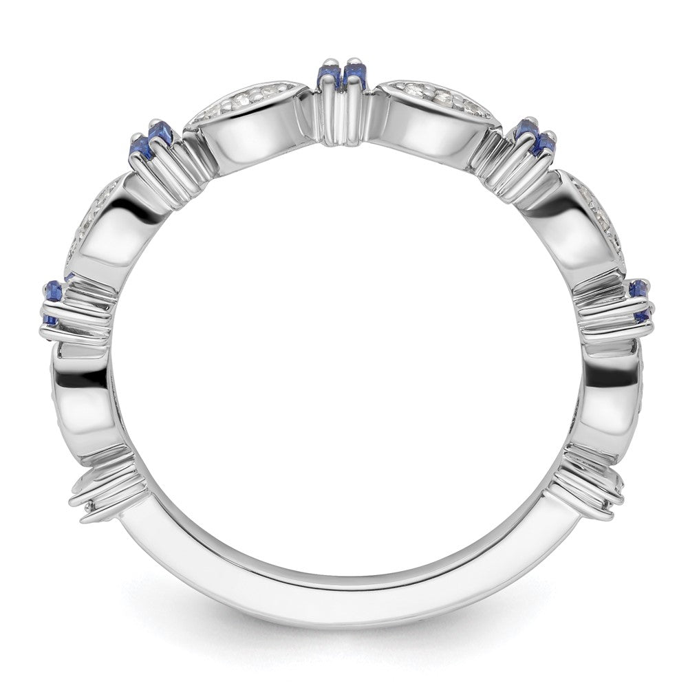 Sterling Silver Stackable Expressions Created Sapphire Diamond Ring Size -5