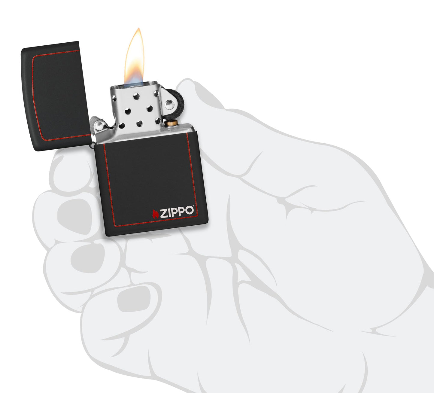 Zippo Black Matte with Red Border Pocket Lighter