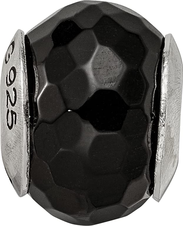 Sterling Silver Reflections Black Agate Stone Bead