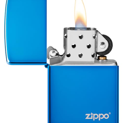 Zippo Logo High Polish Blue Pocket Lighter