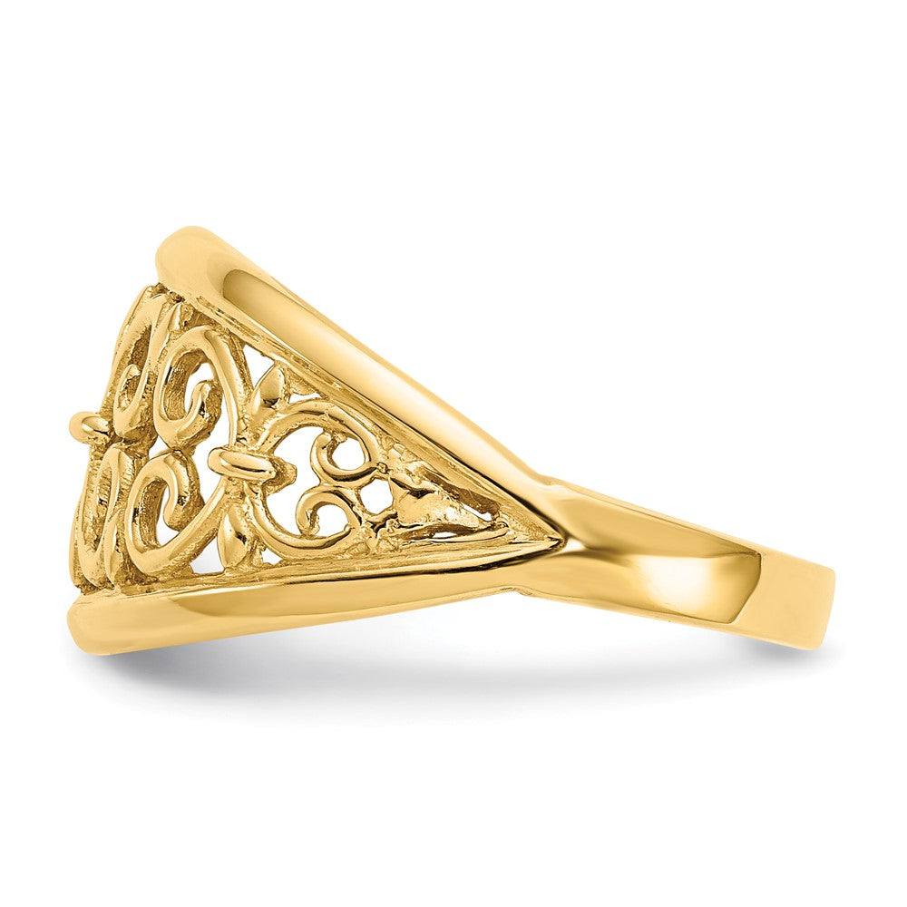 14K Fleur-De-Lis Tapered Ring Size 7