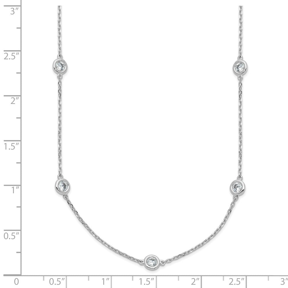 Sterling Shimmer Sterling Silver Rhodium-plated 3mm CZ 15 Stone 15 Station 24 inch Necklace 24 Inches