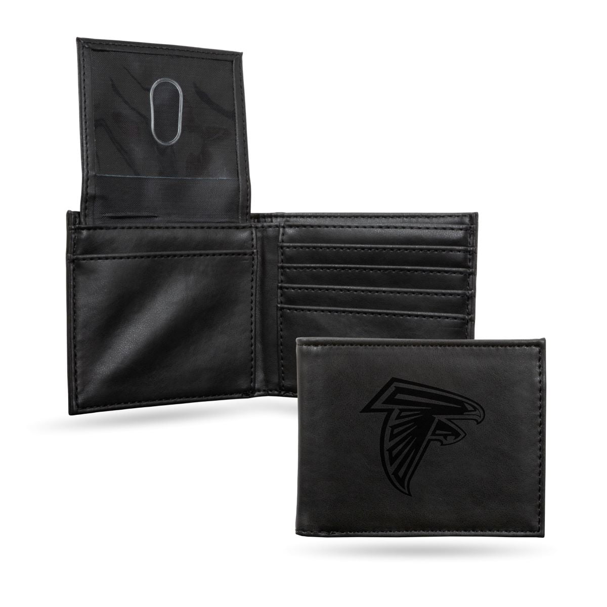 Rico Industries Football Atlanta  Black Laser Engraved Bill-fold Wallet - Slim Design - Great Gift