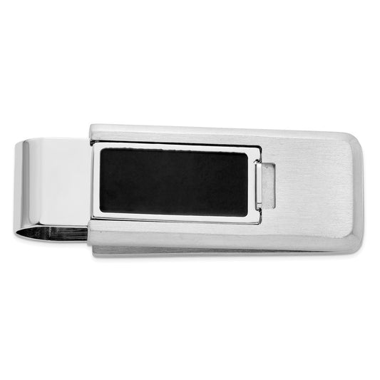 Kelly Waters Stainless Steel with Black Resin Flip Money Clip