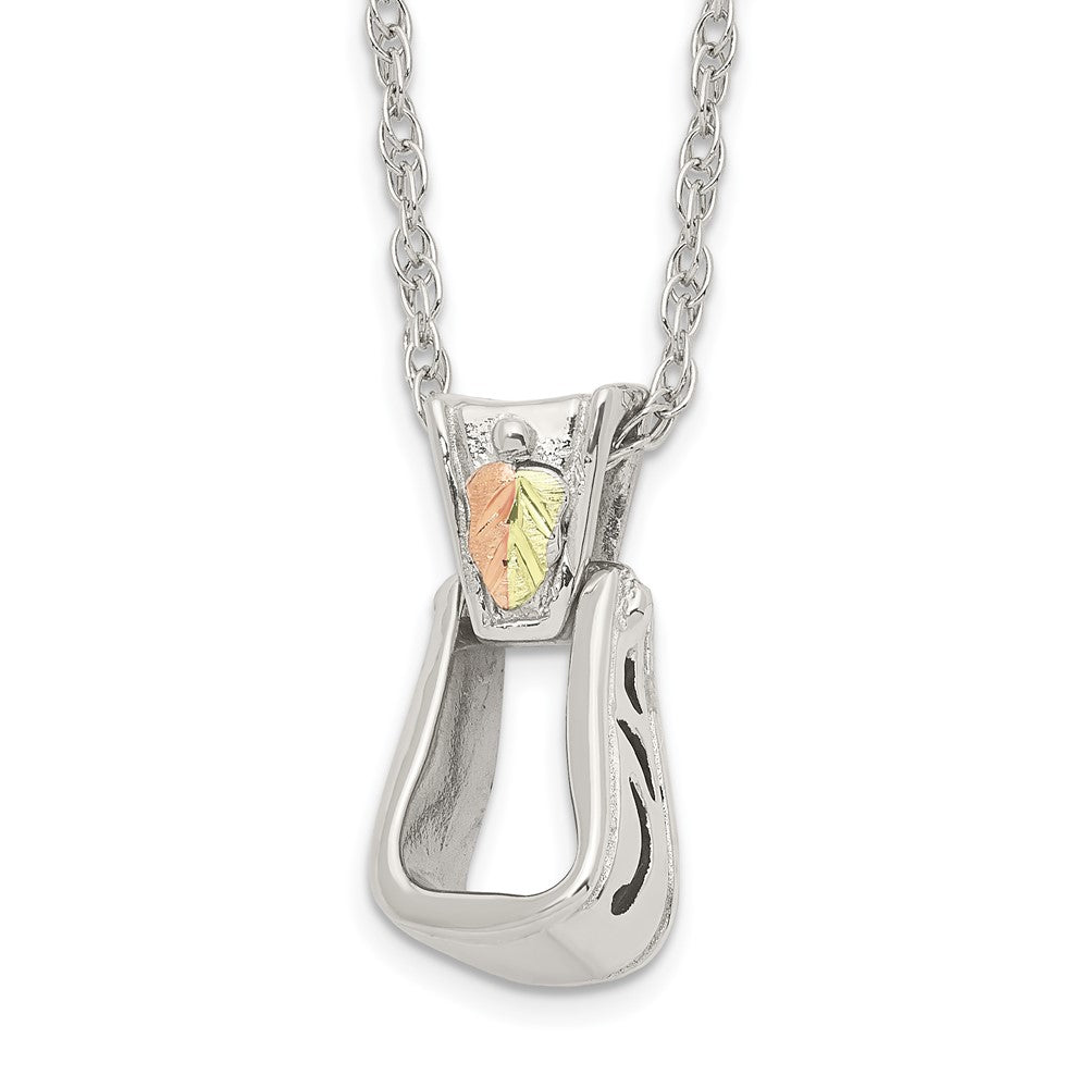 Landstrom's Mt. Rushmore Black Hills Sterling Silver 12K Gold Accents Stirrup 18 inch Spring Ring Clasp Necklace 18 Inches
