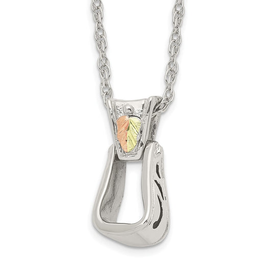 Landstrom's Mt. Rushmore Black Hills Sterling Silver 12K Gold Accents Stirrup 18 inch Spring Ring Clasp Necklace 18 Inches