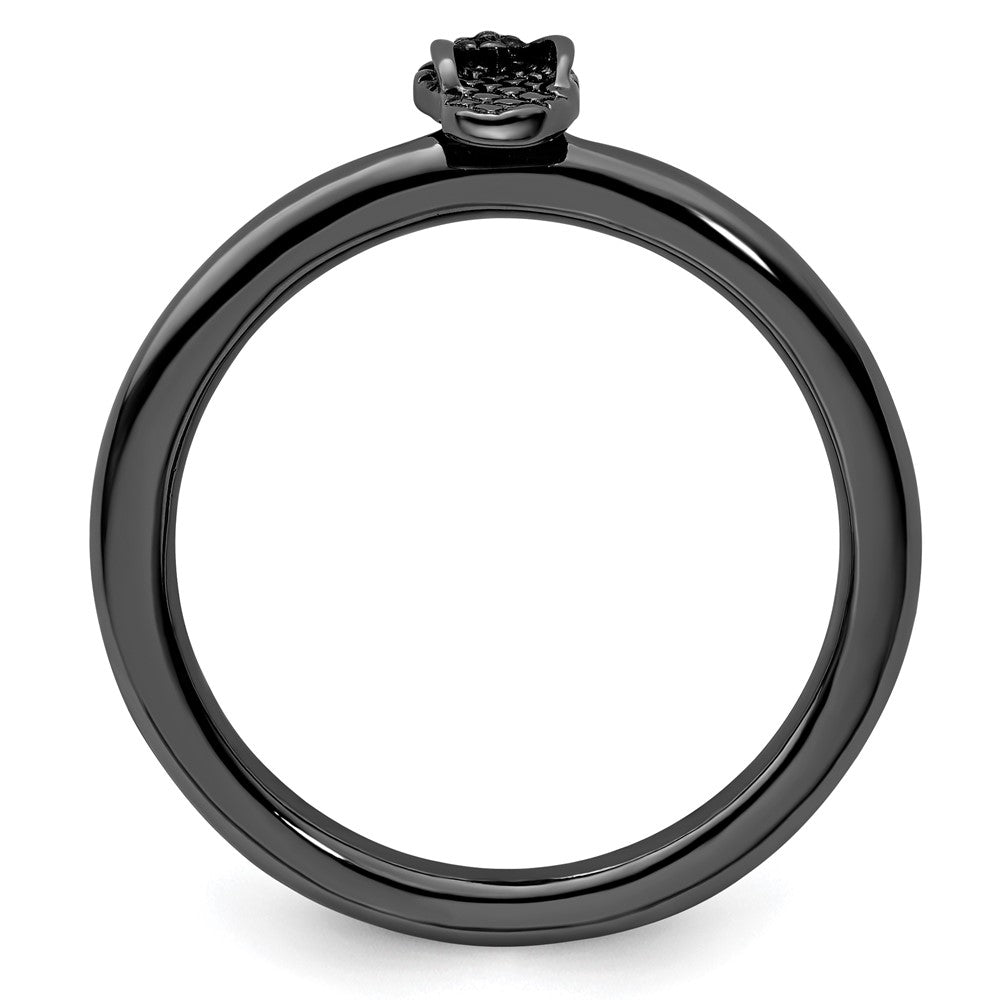 Sterling Silver Stackable Expressions Black-plated Flip Flop Ring