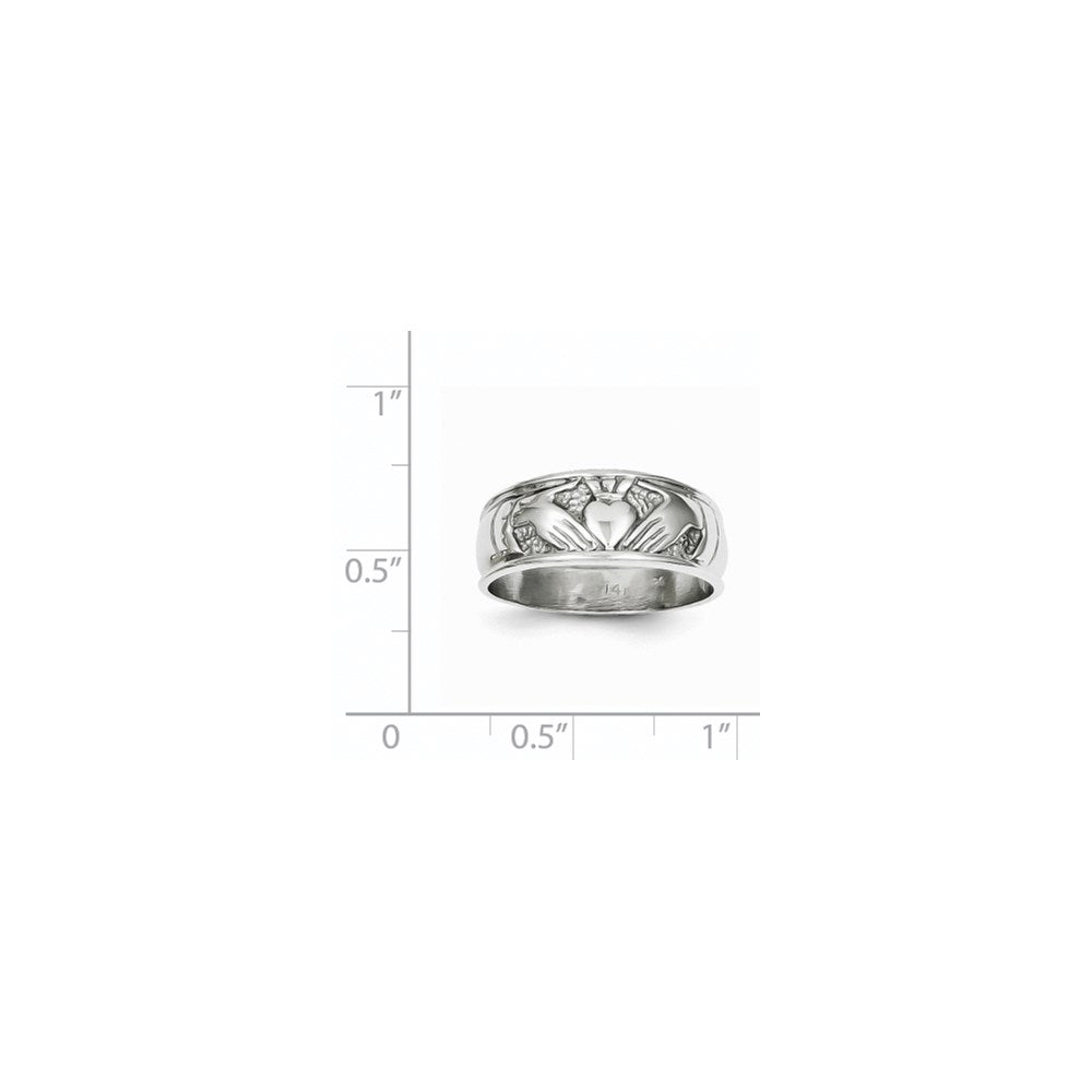 14k White Gold Ladies Claddagh Band Size 6