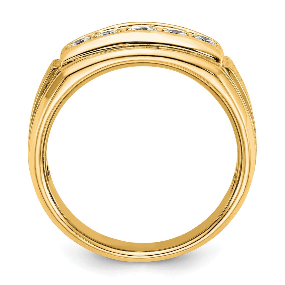 IBGoodman 14k with White Rhodium 1/2 carat Lab Grown Diamond VS/SI+ G+ Complete Polished and Satin Five Stone Men's Ring