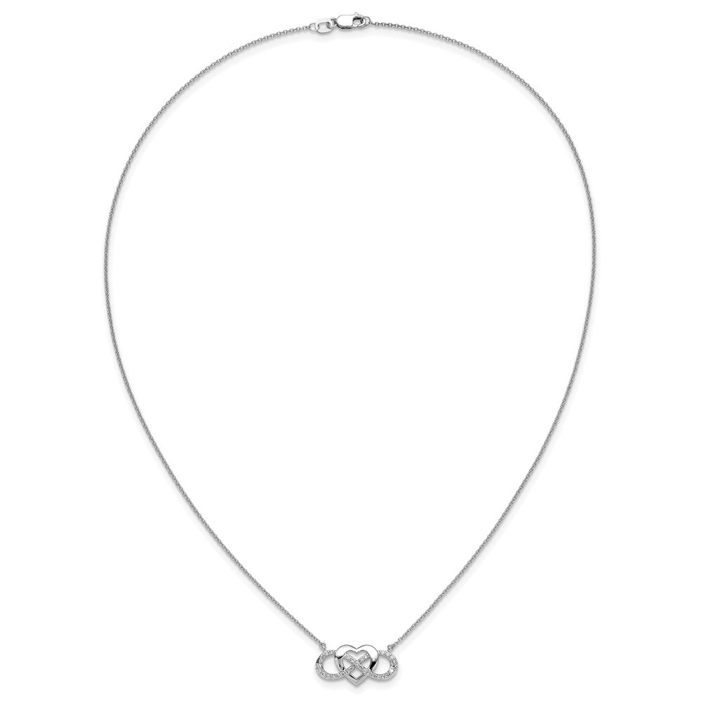 14k White Gold Diamond Infinity Heart 18 inch Necklace